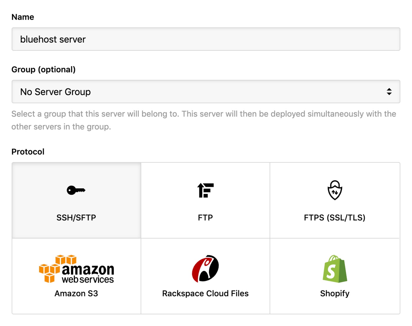 bluehost - SSH server