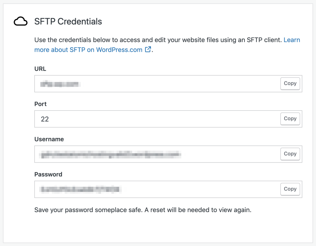 Wordpress SFTP credentials