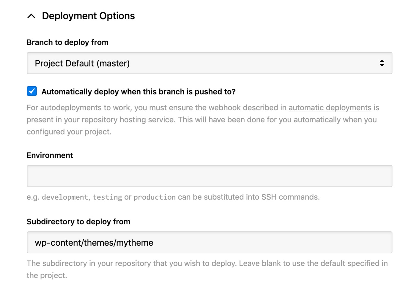 Siteground deployment options