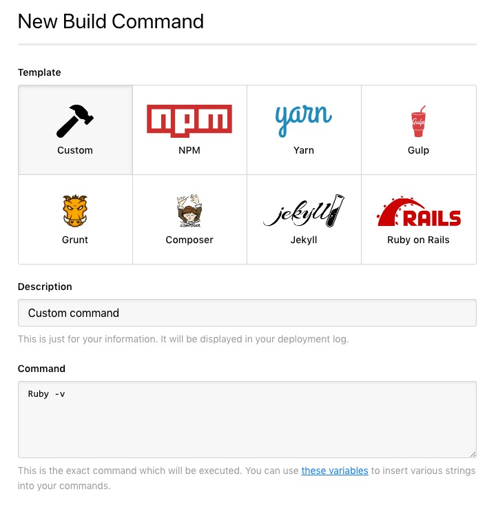 New Build Command