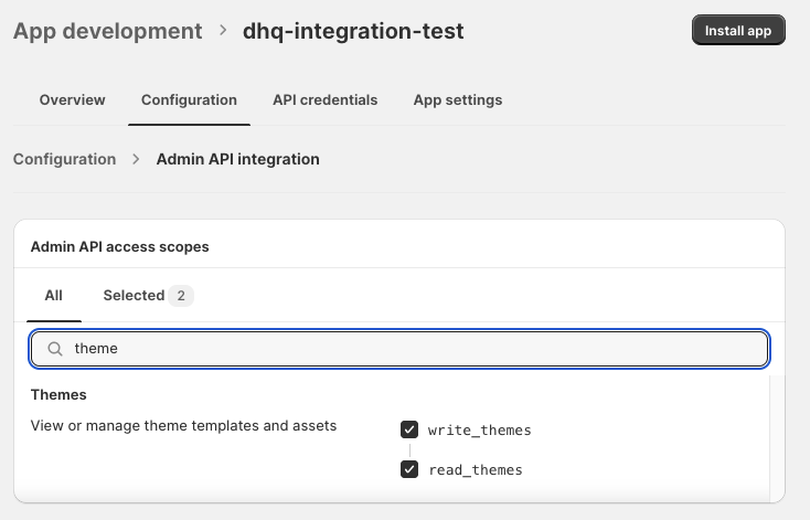 Shopify API scopes