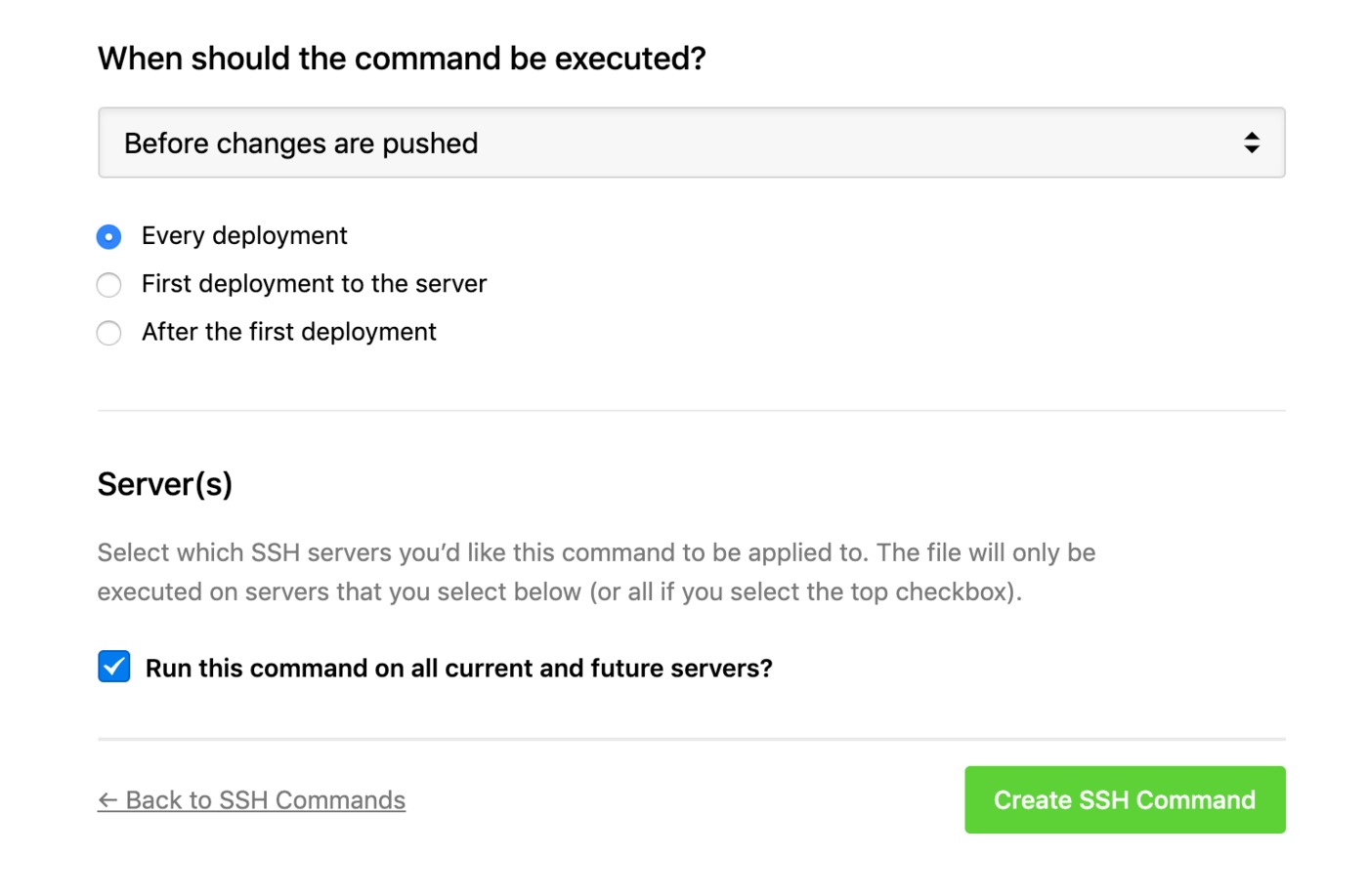 SSH commands - when to execute