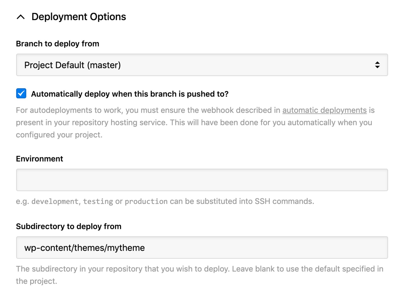 bluehost - deployment options