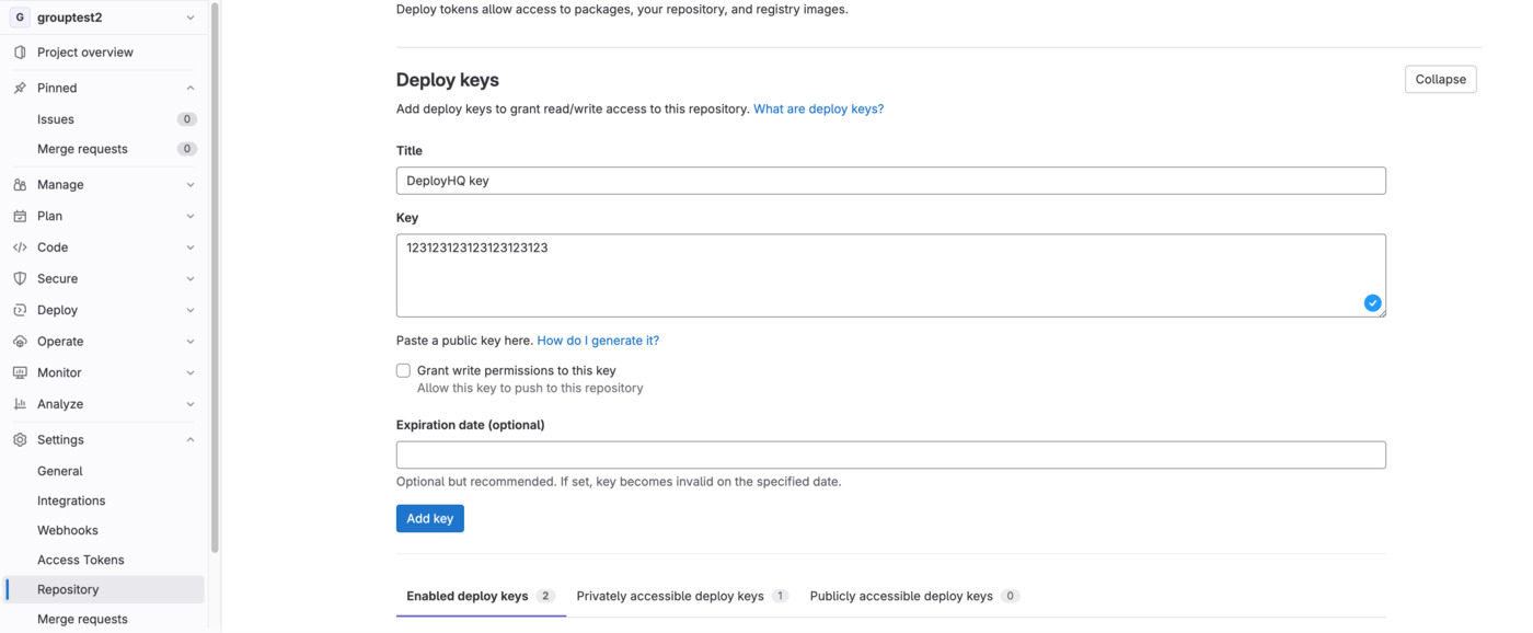 Deploy Keys in GitLab