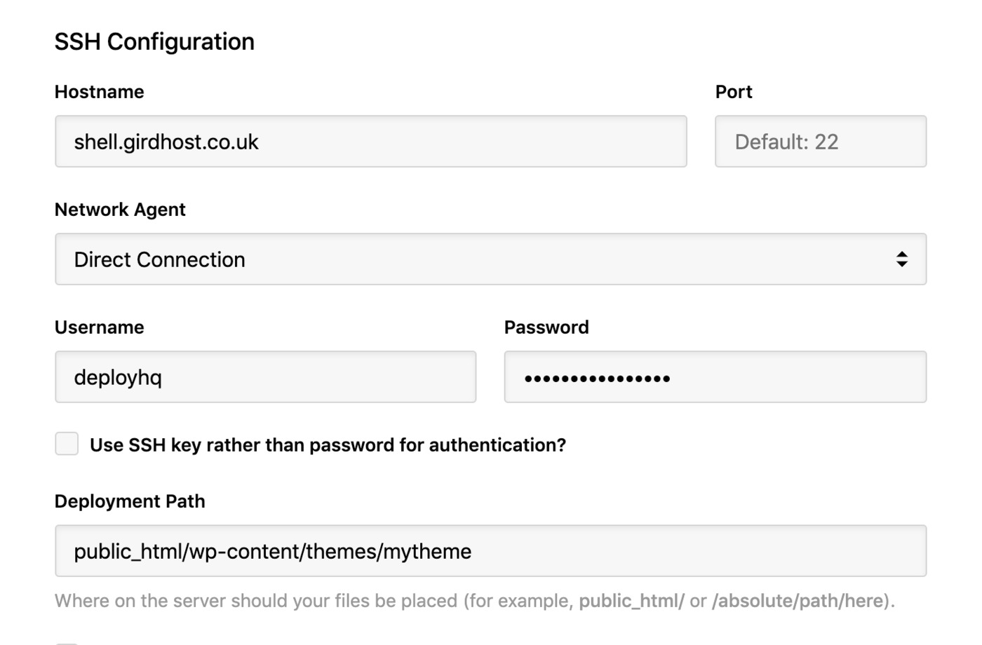 tsoHost - SSH details