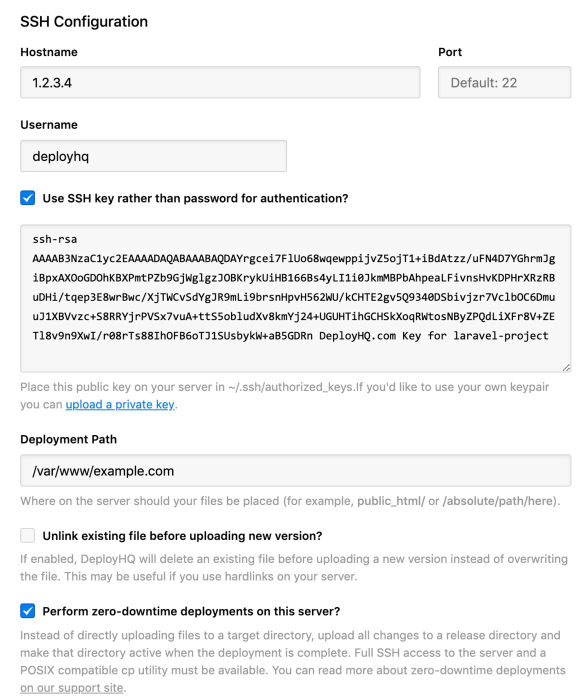 Laravel - SSH connection details