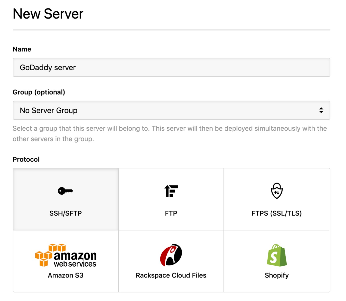 GoDaddy - SSH server