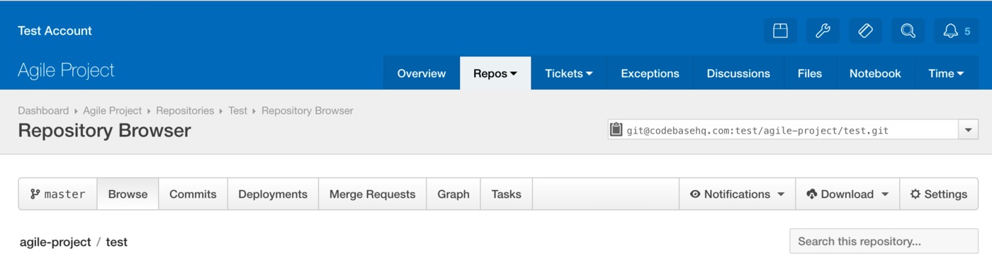 Codebase repository settings