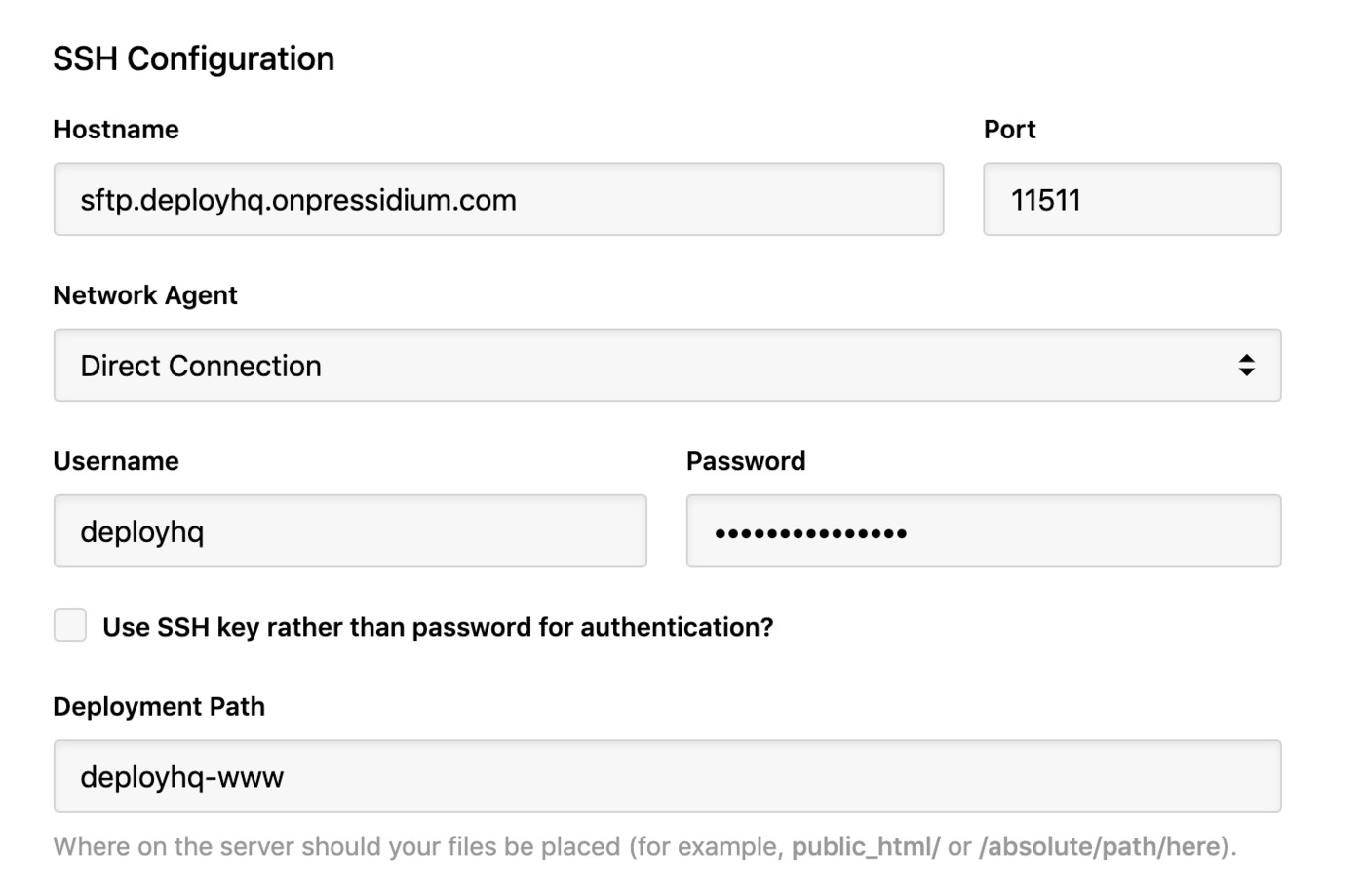 Pressidium - SSH connection details