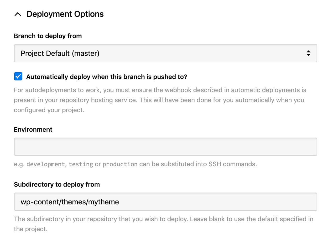 WPEngine - deployment options