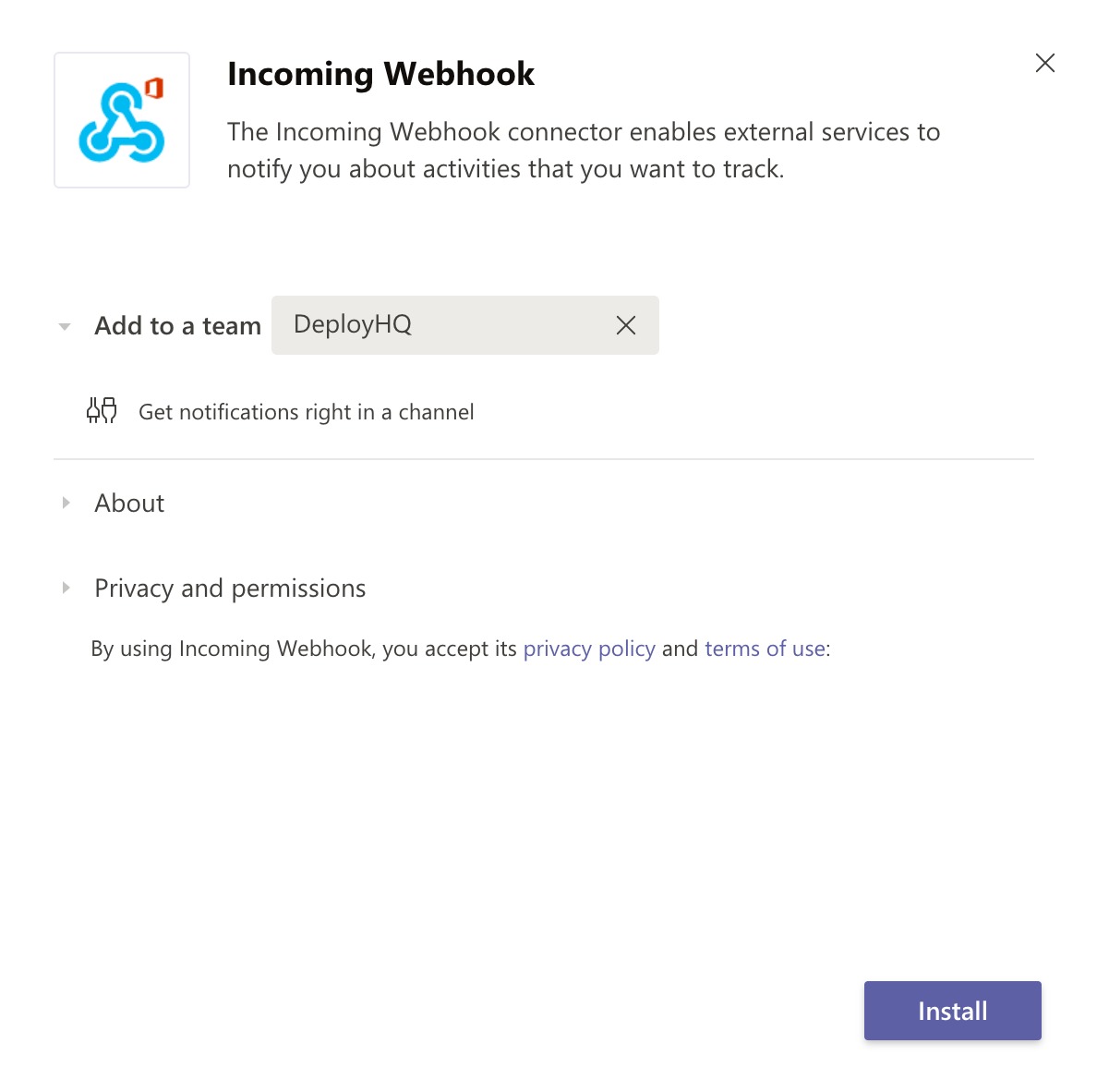 Install webhook