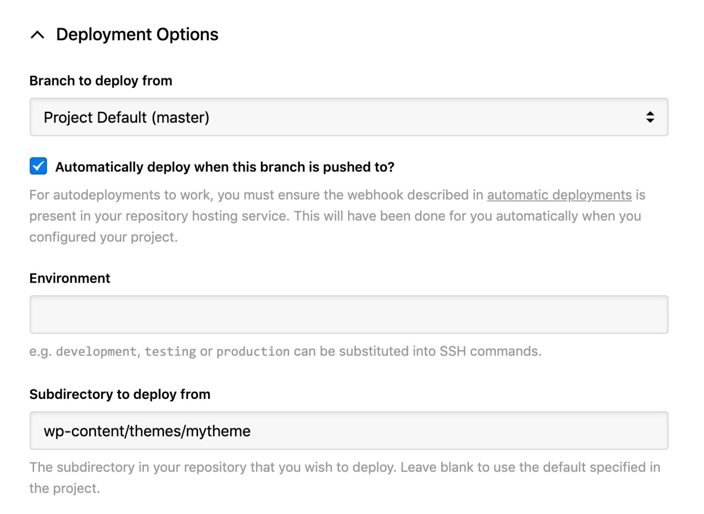 Kinsta - deployment options