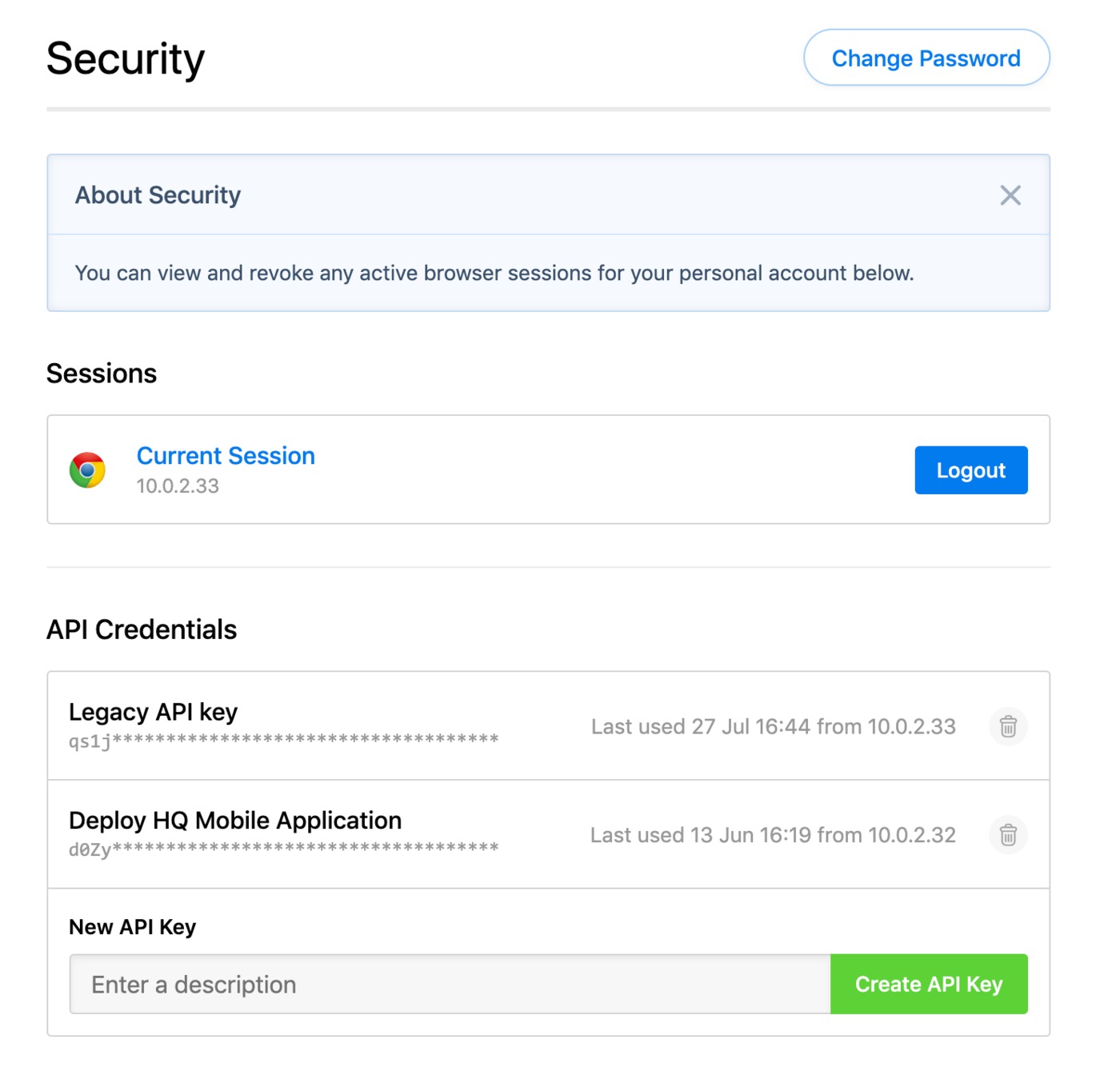 Security settings