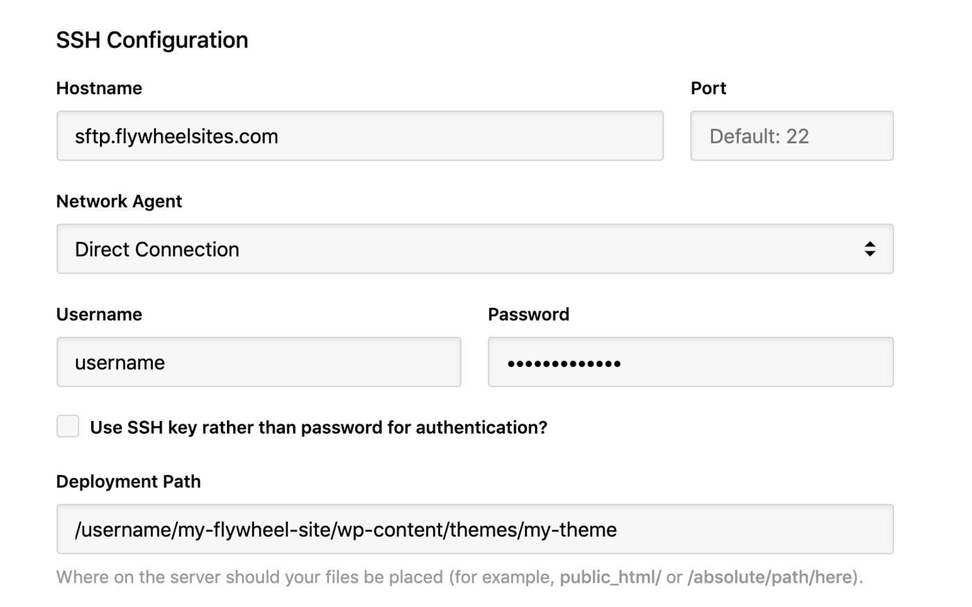 Flywheel - SSH config